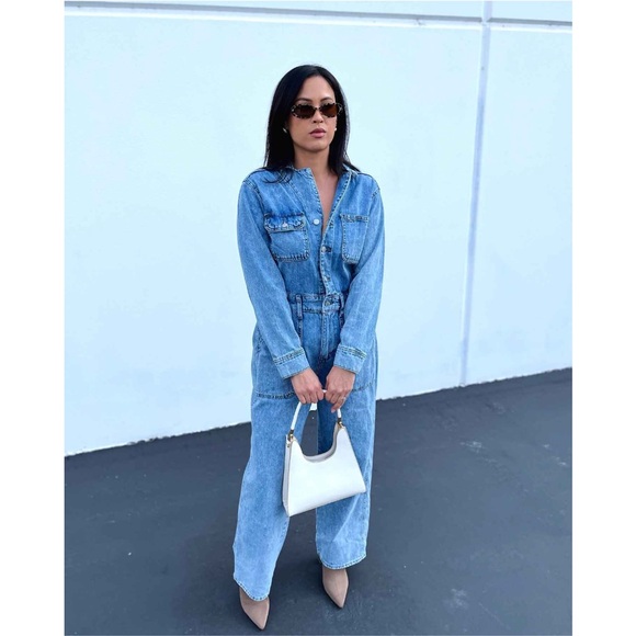 Women's LS Utility Baggy Denim Jumpsuit Universal Thread 5 6 8 10 12 … - Picture 3 of 7